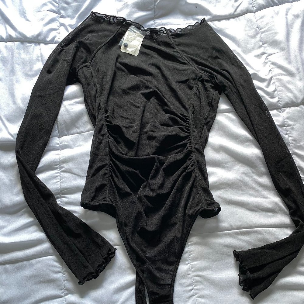 Black Sheer Long Sleeve Bodysuit